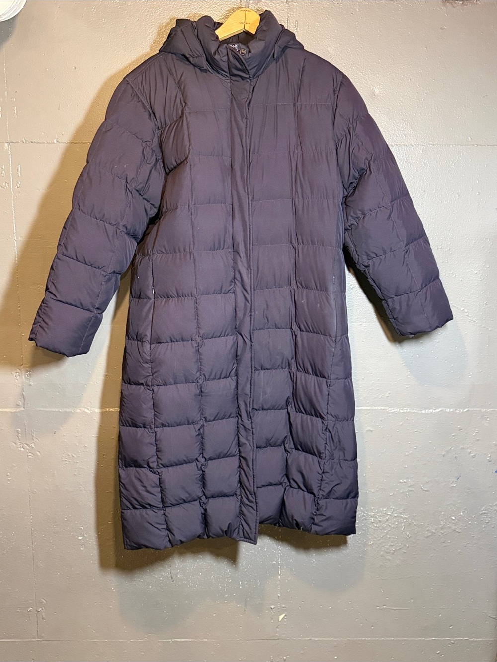 Lands' End Women's Long Quilted Hooded Puffer Coat - Navy